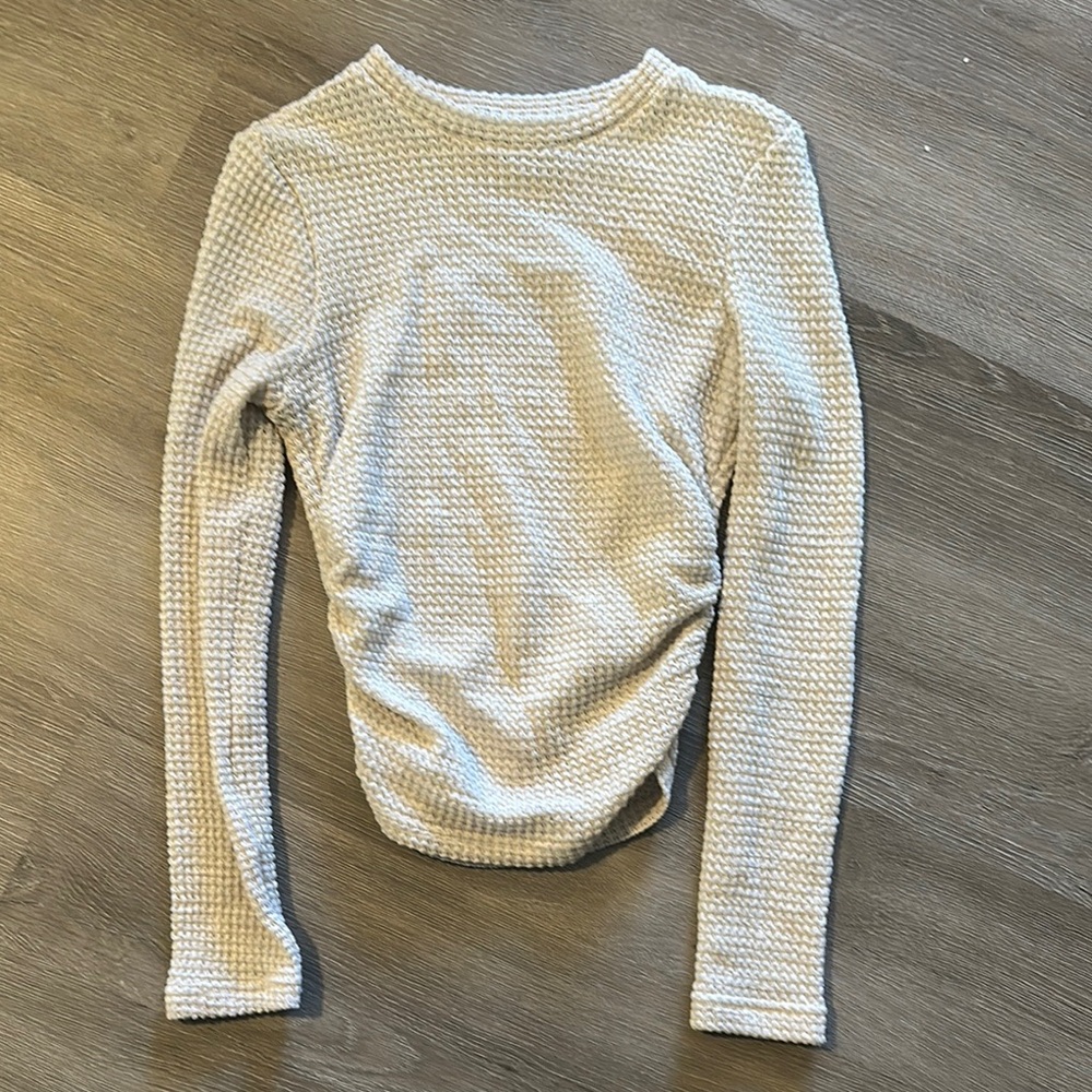 Women's Long Sleeve Textured Top - Cream